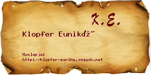 Klopfer Euniké névjegykártya